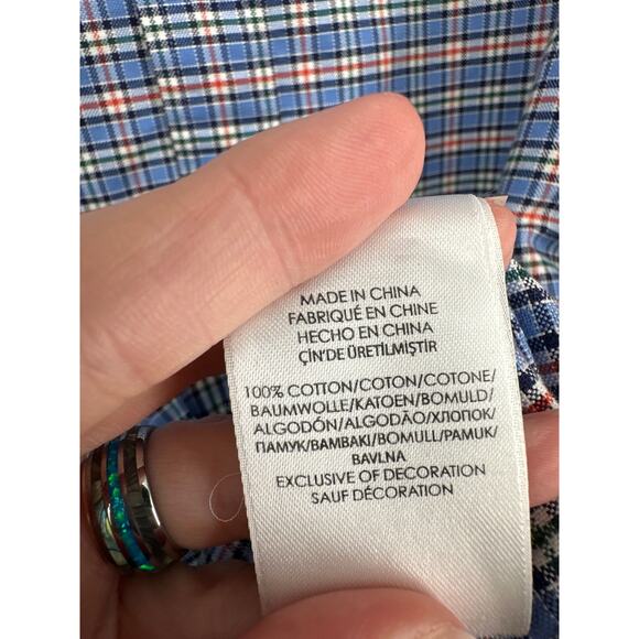 Ralph Lauren Shirt Mens Medium Blue Plaid Button Down Pony Long Sleeve Cotton - Picture 5 of 7